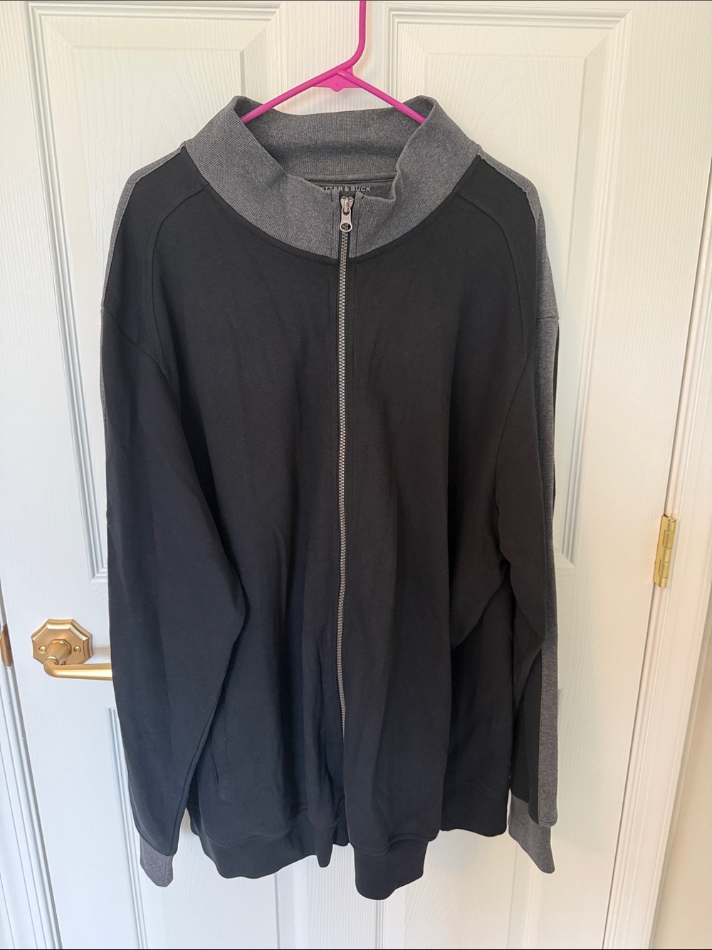 Cutter & Buck Black and Gray Full-Zip Men's Sweater